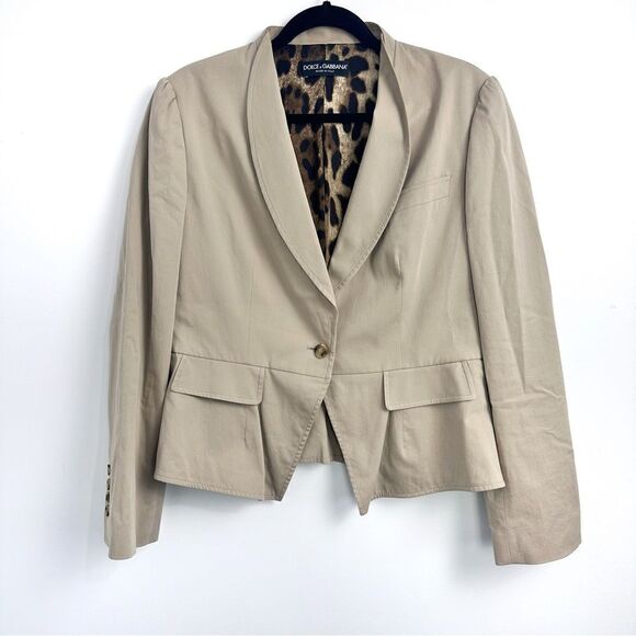 Dolce & Gabbana Tan Single Button Blazer with Shawl Collar Sz 48 Euro - Picture 1 of 16